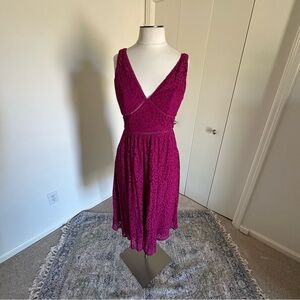 Elegant Magenta Lace Dress